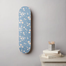 Skate Retro Groovy Daisy Pattern Dusty Blue Floral 70s
