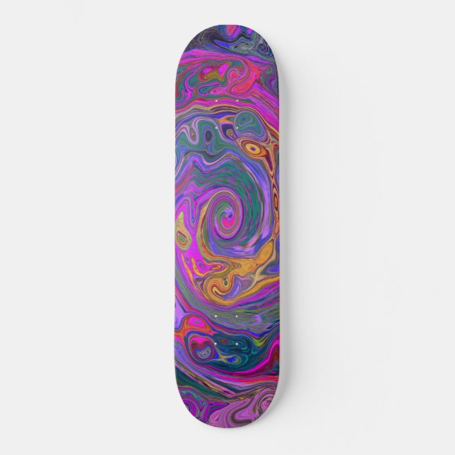 Skate Retro Magenta, Green and Orange Abstract Swirl (Frente)