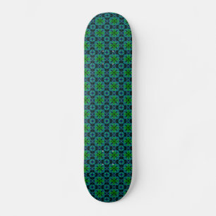 Skate Retro Margaridas - Artdeco em verde azul preto