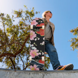 Skate Retro Modern Seigaiha Sakura Flowers Japan party