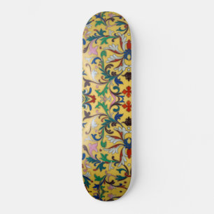 Skate Retro Vintage Yellow Floral Minton Azulejo Botânic