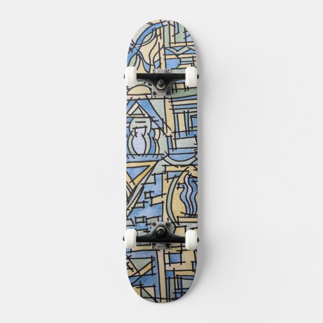 Skate Ritmo Em Azul-Arte Geométrica Moderna (Frente)