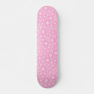 Skate Roda Estelar Abstrata - Rosa sobre Branco