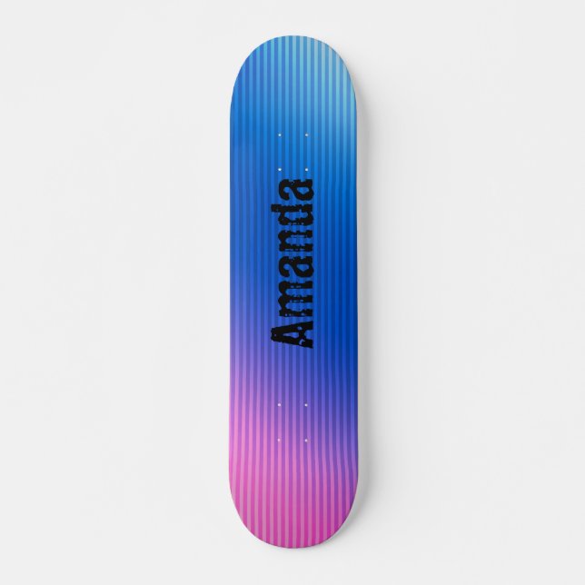 Skate Rosa-azul , rosa , listras , dégradé  (Frente)