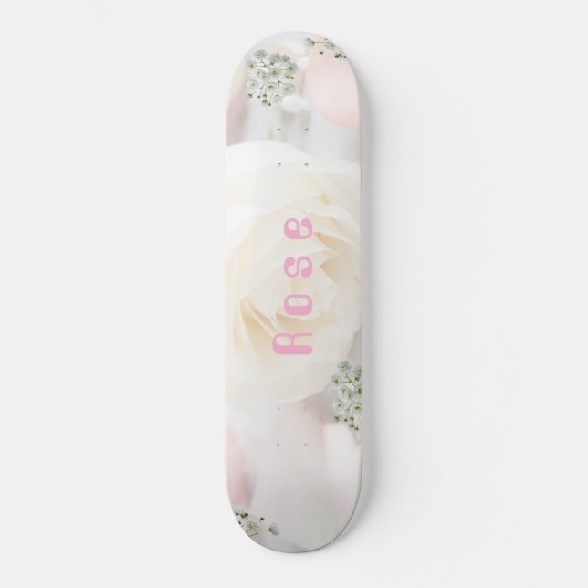 Skate Rosa Caprichosa e Floral Branco (Frente)