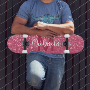 Skate Rosa claro monograma de rosa com brilho falso