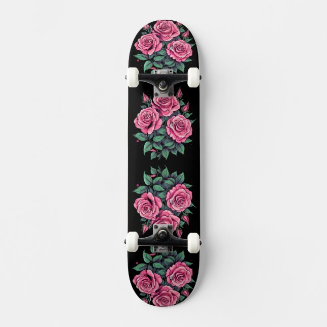Skate Rosa Cor-de-Rosa Flores Fofas (Frente)
