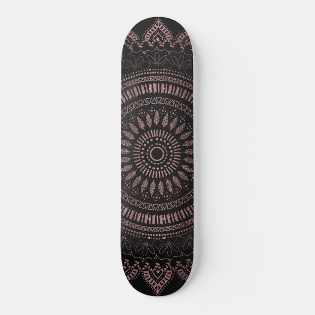 Skate Rosa de ouro tribal moderno, design de mandala (Frente)