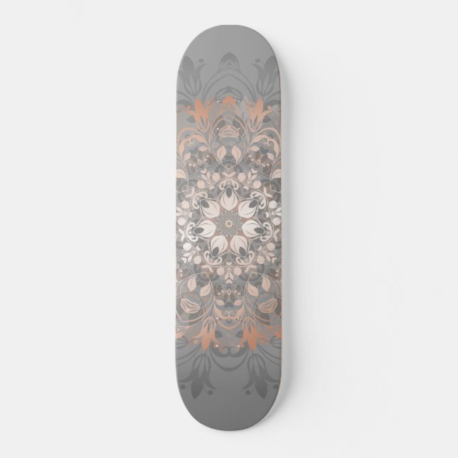 Skate Rosa Dourada Floral Mandala Girly (Frente)