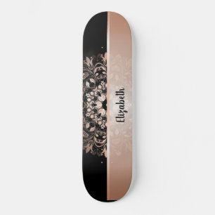 Skate Rosa Dourado Floral Mandala Adicionar Nome Tabulei