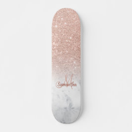 Skate Rosa gold glitter ombre marble chic adicione seu n