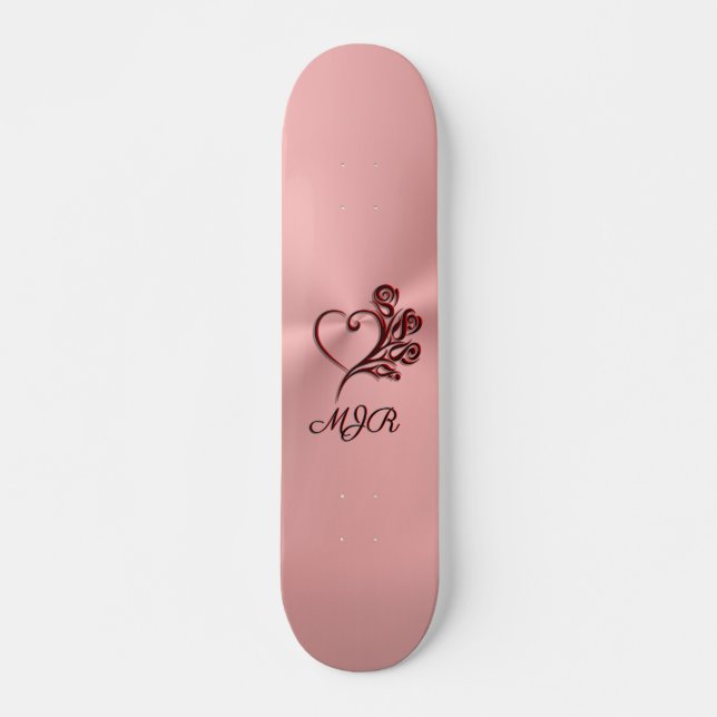 Skate rosa gótico em rosa-ouro com monograma (Frente)