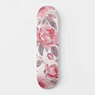 Skate Rosa Peônia Rosa Floral Jardim Aquarela