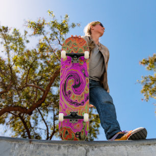 Skate Rosa Quente Groovy Abstrato Retro Líquido Redemoin