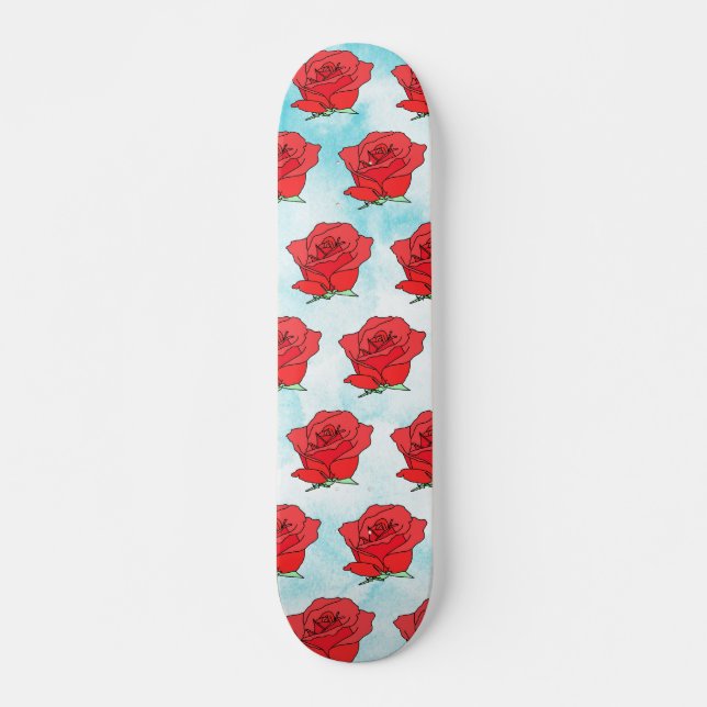 Skate Rosa vermelha Flower Art (Frente)