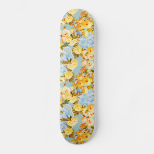 Skate Rosas amarelas em azul e lacrimejo