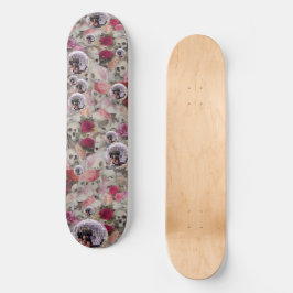 Skate Rosas de crânios e Bolas de Disco Rosa