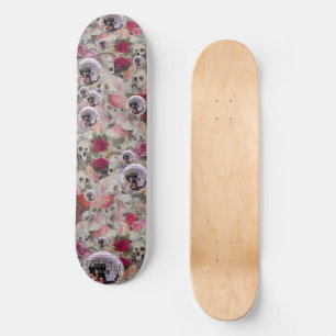 Skate Rosas de crânios e Bolas de Disco Rosa