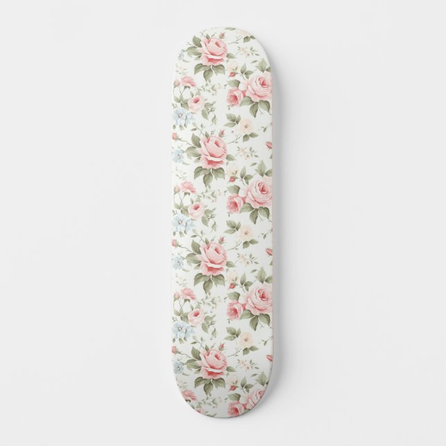 Skate Rosas Rosa Escamosas e Bonitas Todos os padrões (Frente)