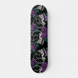 Skate Rosas roxas do crânio   Dark Royal Grunge Glam