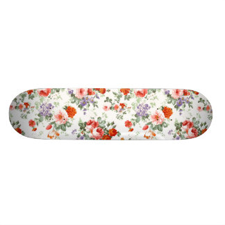Skate Rosas vermelhas e flores do vintage