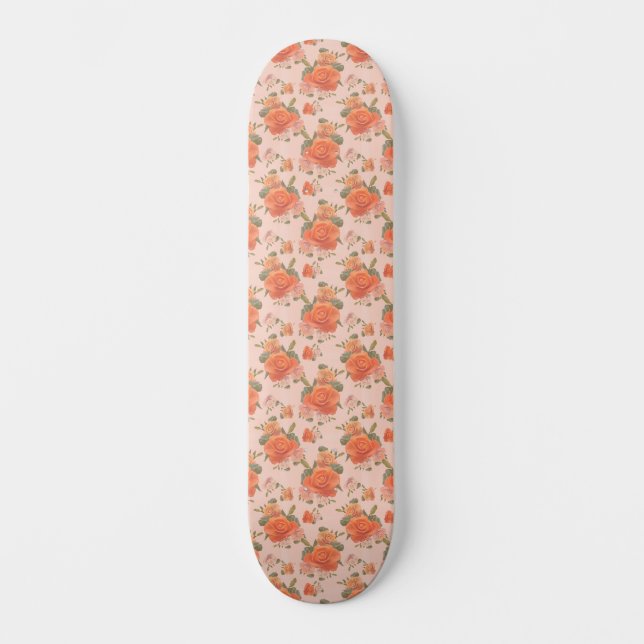Skate rose pink orange floral pattern wedding spring (Frente)