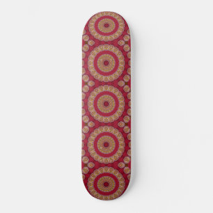 Skate Rosetas Mandala Vermelho Dourado Amarelo