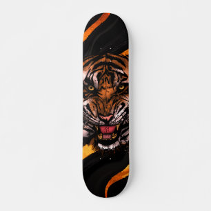 Skate Rosto de Tigre Majestoso com Arte de Redemoinho Do