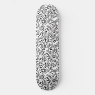 Skate Rostos Caprichosos: Desenho Animado Preto e Branco