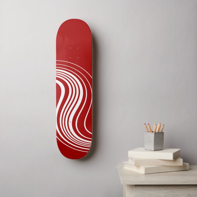 Skate Roteiro Simples em Vermelho e Branco (Arte de parede)
