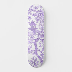 Skate Roxo Chinoiserie Toile Dragão Flor de Cerejeira