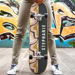 Skate Roxo Dourado Preto Retrô Moderno Abstrato Mármore<br><div class="desc">Destaque-se na pista de skate com nosso Skateboard Pink Black And Gold Retro Modern Abstract Marble Swirl! Este design atraente apresenta padrões giratórios em tons de rosa, preto, dourado e creme, inspirados na arte abstrata retrô e moderna. Perfeito para skatistas que amam designs únicos e artísticos, esta prancha combina estilo...</div>