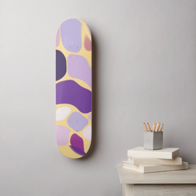 Skate Roxo e Dourado (Arte de parede)
