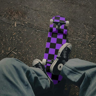 Skate Roxo e Preto Xadrez