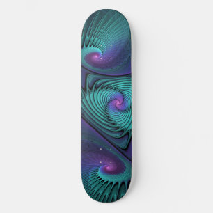 Skate Roxo encontra Arte Fractal abstrato Turquesa moder