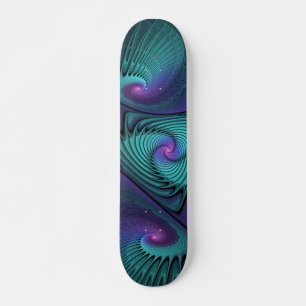 Skate Roxo encontra Arte Fractal Turquesa abstrato