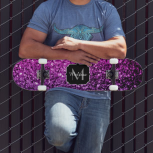 Skate Roxo Pink Ombre faux glitks Monograma