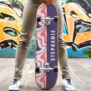 Skate Roxo Púrpura Redemoinho de Mármore Abstrato Modern