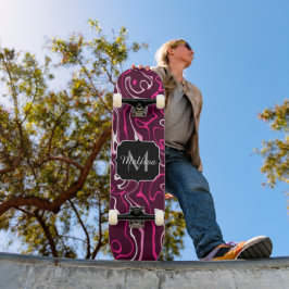 Skate Roxo quente redemoinho abstrato damasco Monograma 