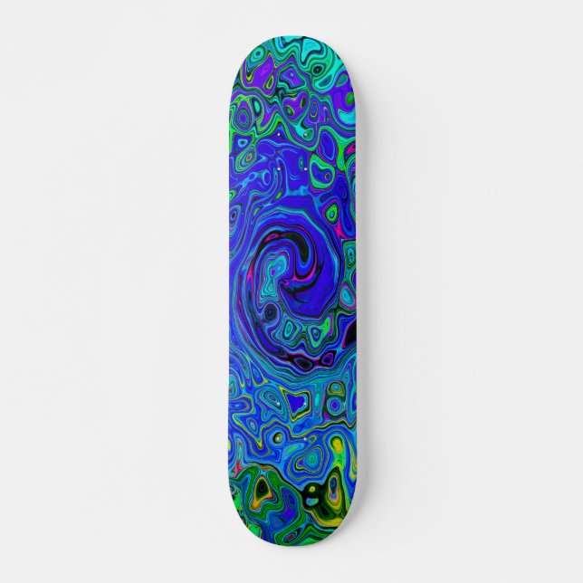 Skate Roxo Violeta Azul Abstrato Retro Líquido Turbilhão (Frente)