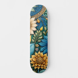 Skate Rua Abstrato de Girassol Design de Flor Azul