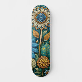 Skate Rua Abstrato de Girassol Design de Flor Azul