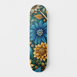 Skate Rua Abstrato de Girassol Design de Flor Azul