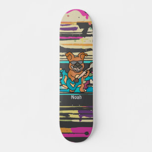 Skate Rua Retro Cachorro com Violão   Engraçado