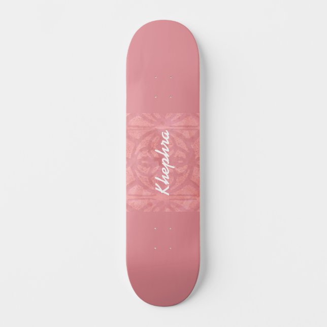 Skate Ruddy Pink Batik E Blue Watercolor Name (Frente)