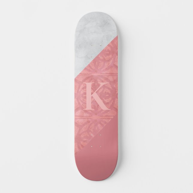 Skate Ruddy Pink Batik E Cinza Watercolor Letra (Frente)