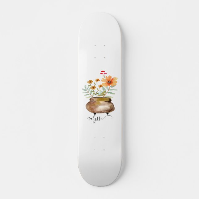Skate Rusty Pink Rose Flowers Nome do Script de Tendênci (Frente)