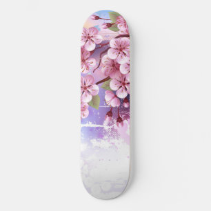 Skate Sakura rosa no fundo da pintura