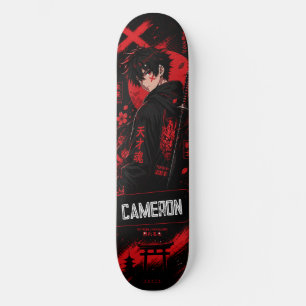 Skate Samurai Preto Vermelho Anime Personalizado