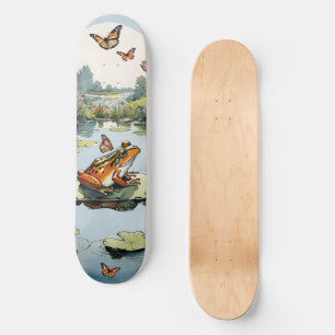 Skate Sapo Em Um Lily Pad Com Borboletas